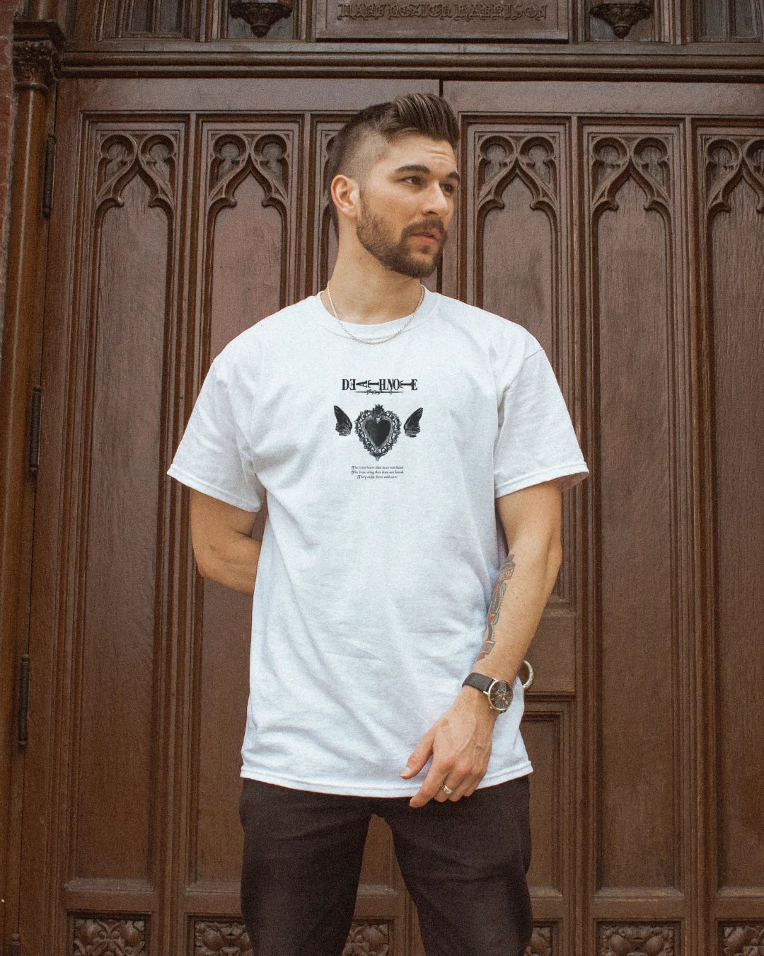 Death Note Design Heart Black White T-shirt