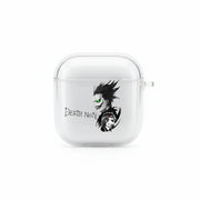 Clear case with 'Death Note' design featuring a character with spiky hair and green eyes on a white background.
