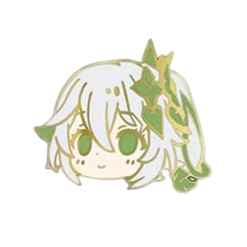 Animated character with white hair and green eyes on a white background