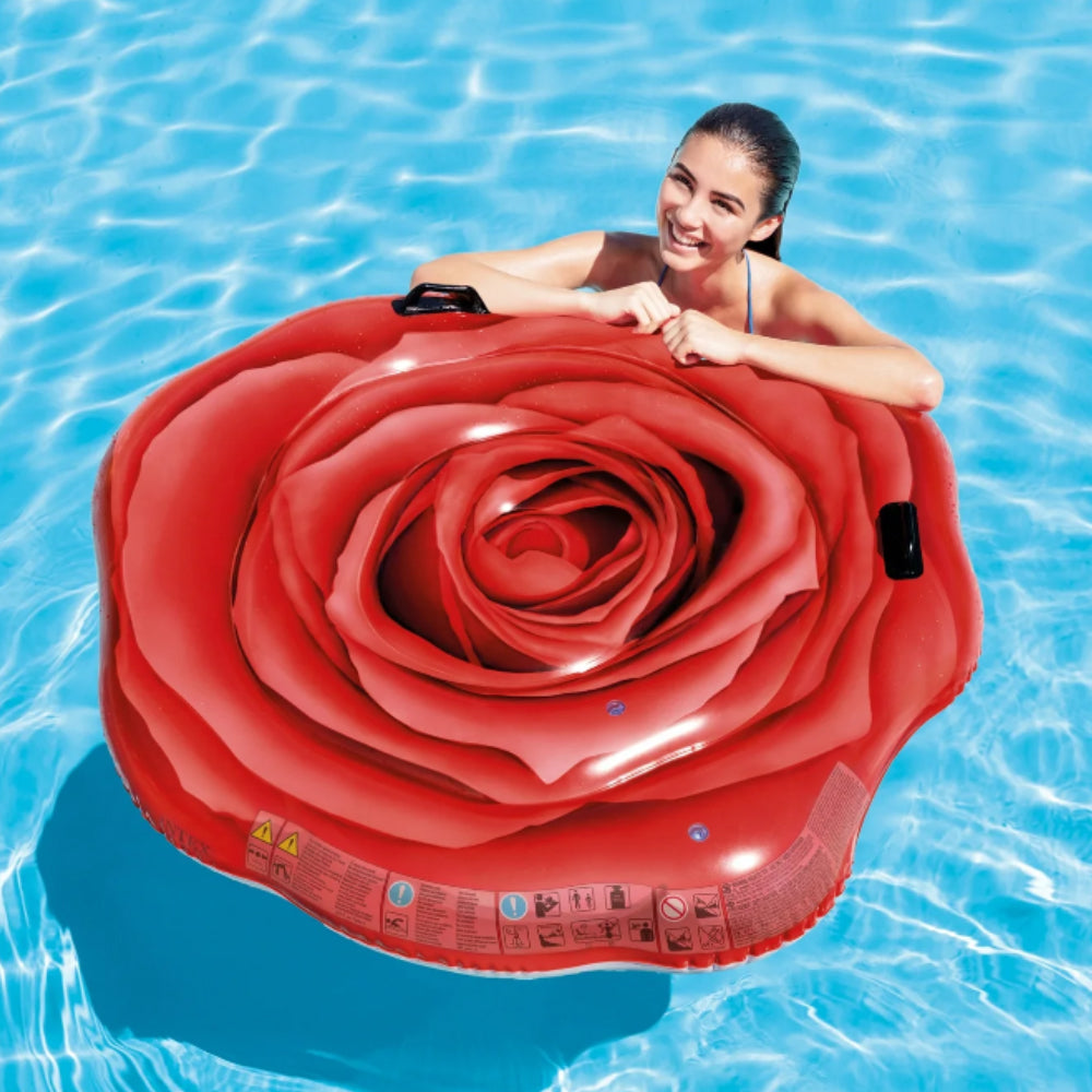 Inflatable Red Rose Pool Mat 137 x 132 cm