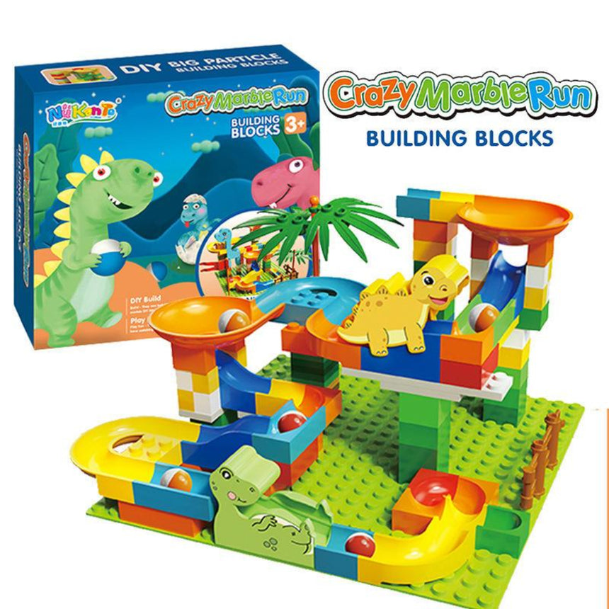 Dinosaur Blocks Crazy Marble Run Track Ball - 32 Pieces
