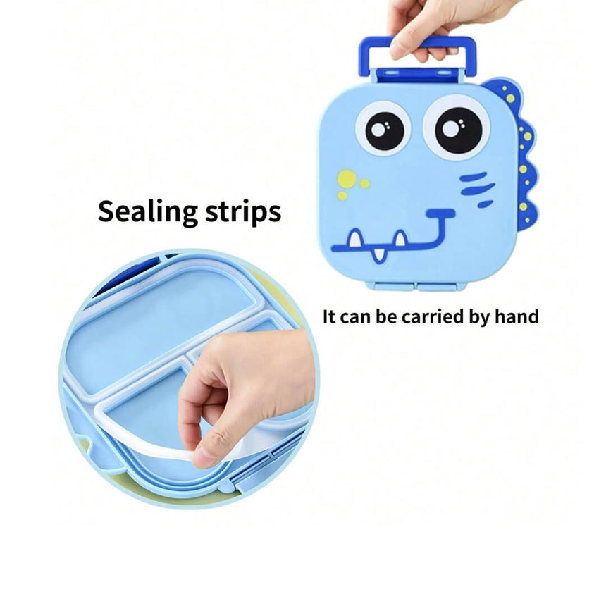 BPA-free dinosaur lunch box with handle and sealing strips