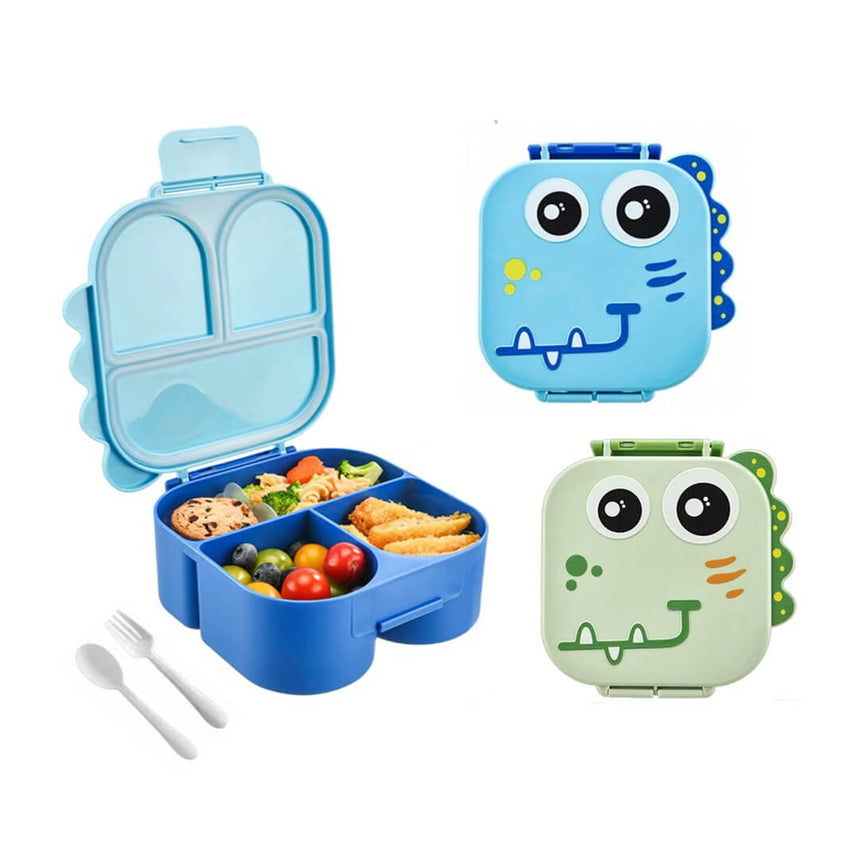 Dinosaur kids' lunch box with spoon and fork, BPA-free 1470ml