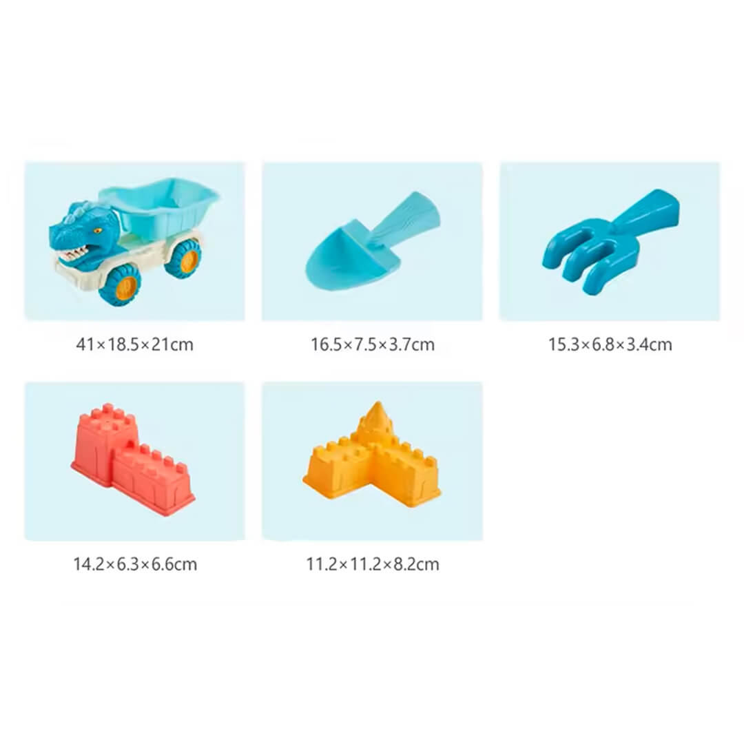 Kids beach toy set dinosaur truck with shovel and digger