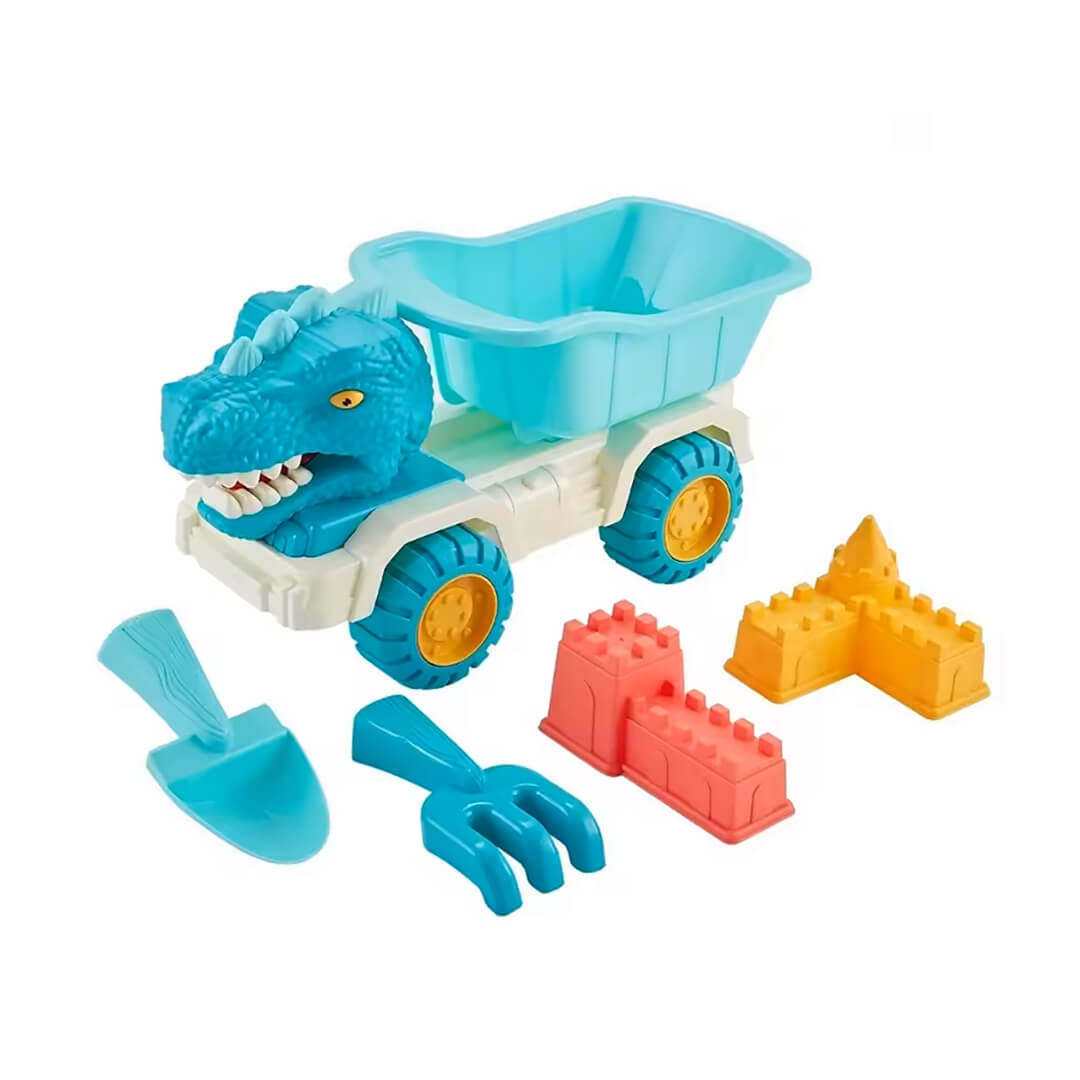 Kids Dinosaur truck sand toy set for beach and outdoor play