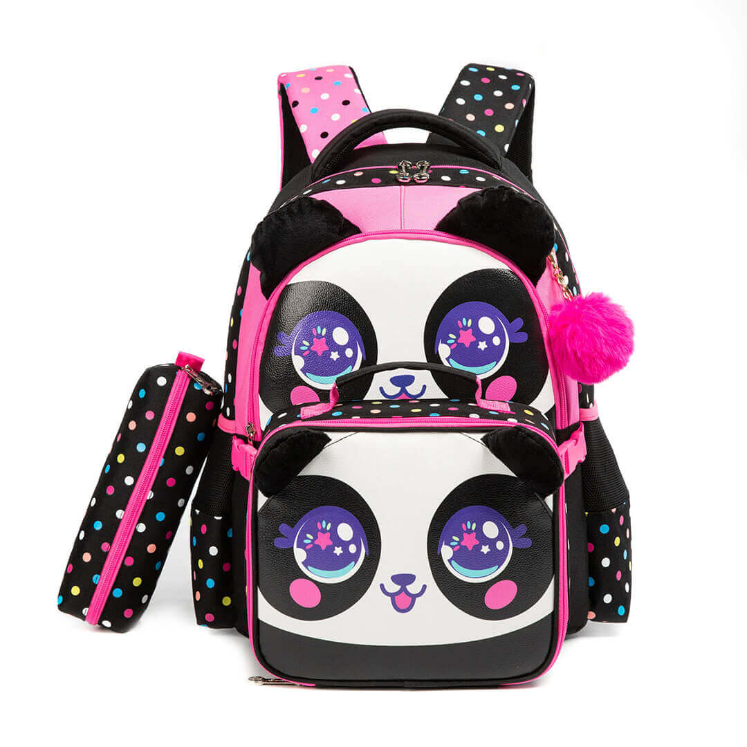 Stylish 3-Piece Girls Backpack Set with Panda Design