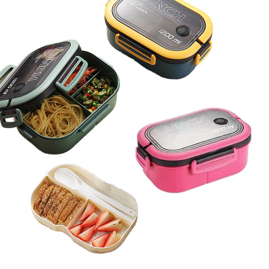 1200 ml double-layer bento lunch box with spoon and fork