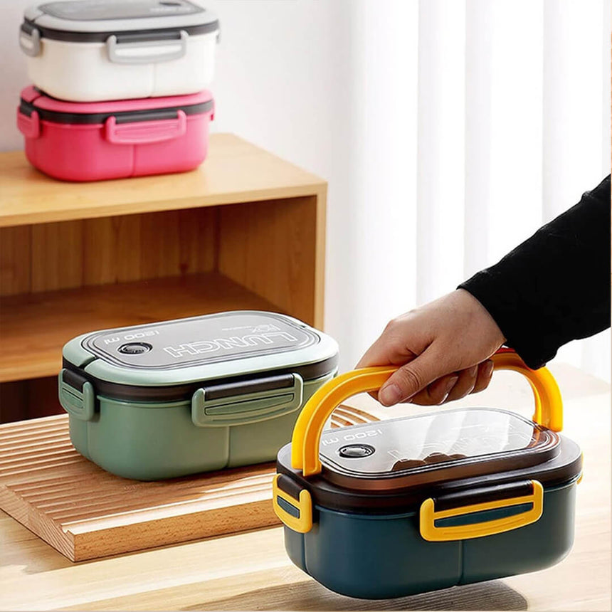 Portable lunch box with handle for school and work