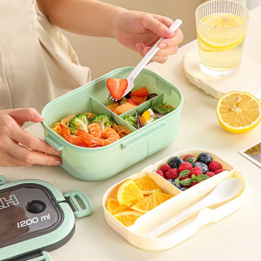 1200ml food-grade bento lunch box in light green color