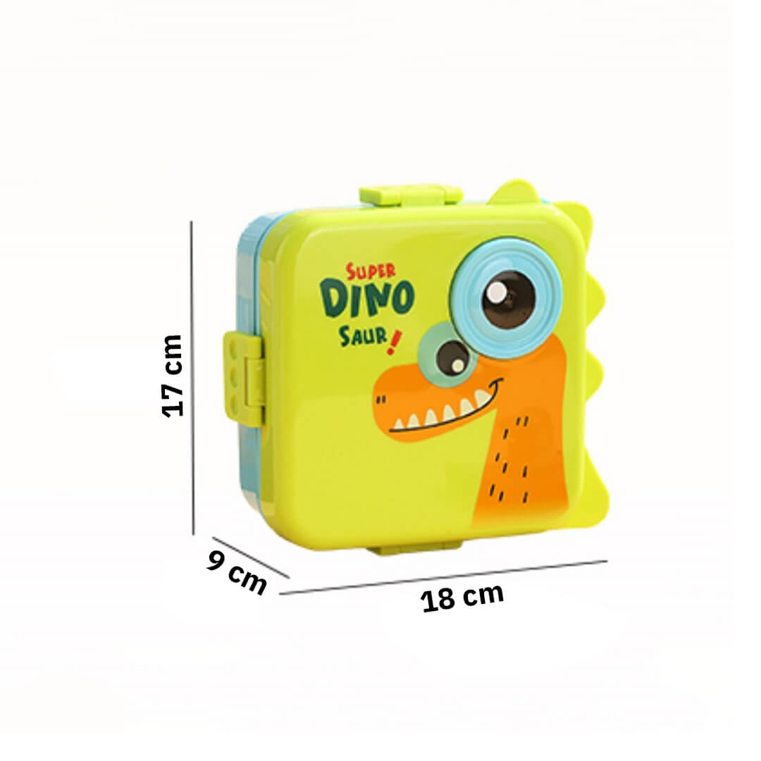 Dinosaur-themed lunch boxes for school, dimensions 