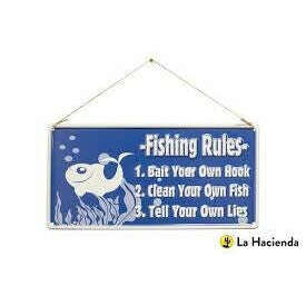 La Hacienda Fishing Rules Embossed Metal Sign Home decor La Hacienda Fishing Rules Embossed Metal Sign La Hacienda Fishing Rules Embossed Metal Sign La Hacienda
