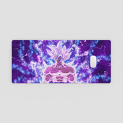Phone case with an anime character on a purple energy background