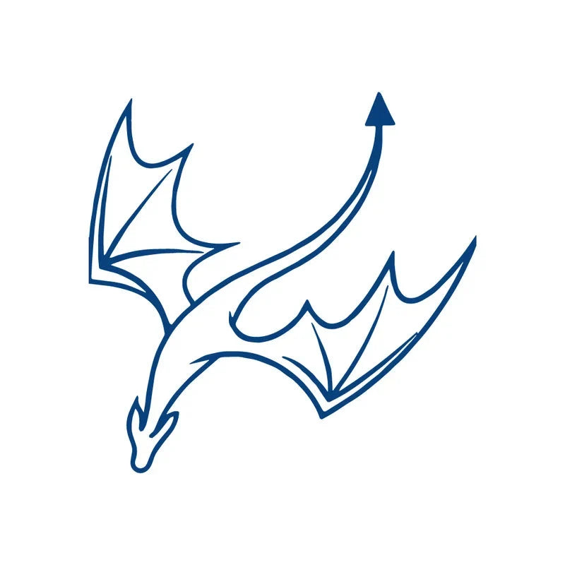 Blue dragon outline temporary tattoo