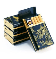 Dragon Design Rechargeable Cigarette Case with Lighter - USB Rechargeable Electronic Windproof Flameless Cigarette Lighter