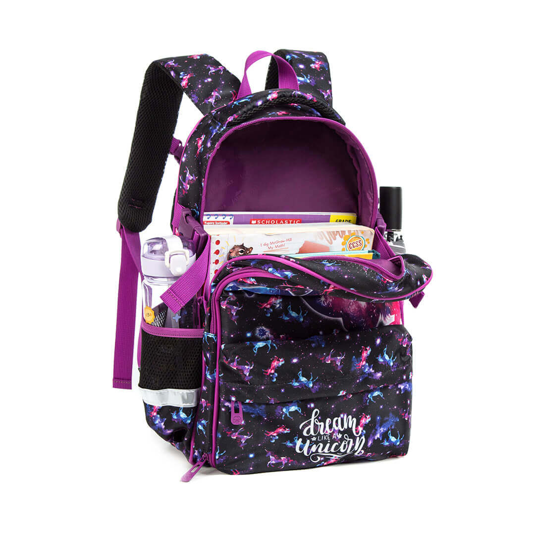Magical dream unicorn backpack set in purple – 3 pieces