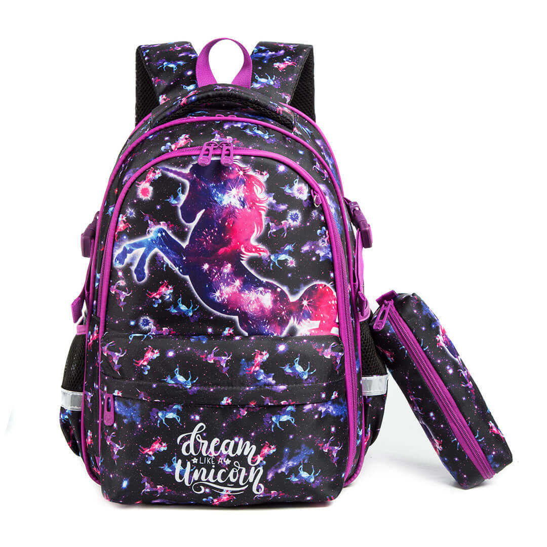 Magical dream unicorn backpack set in purple – 3 pieces