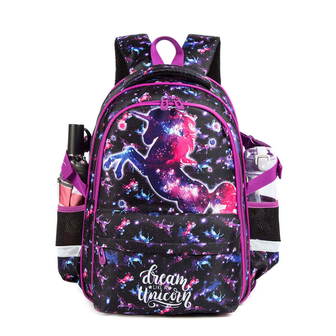 Magical dream unicorn backpack set in purple – 3 pieces