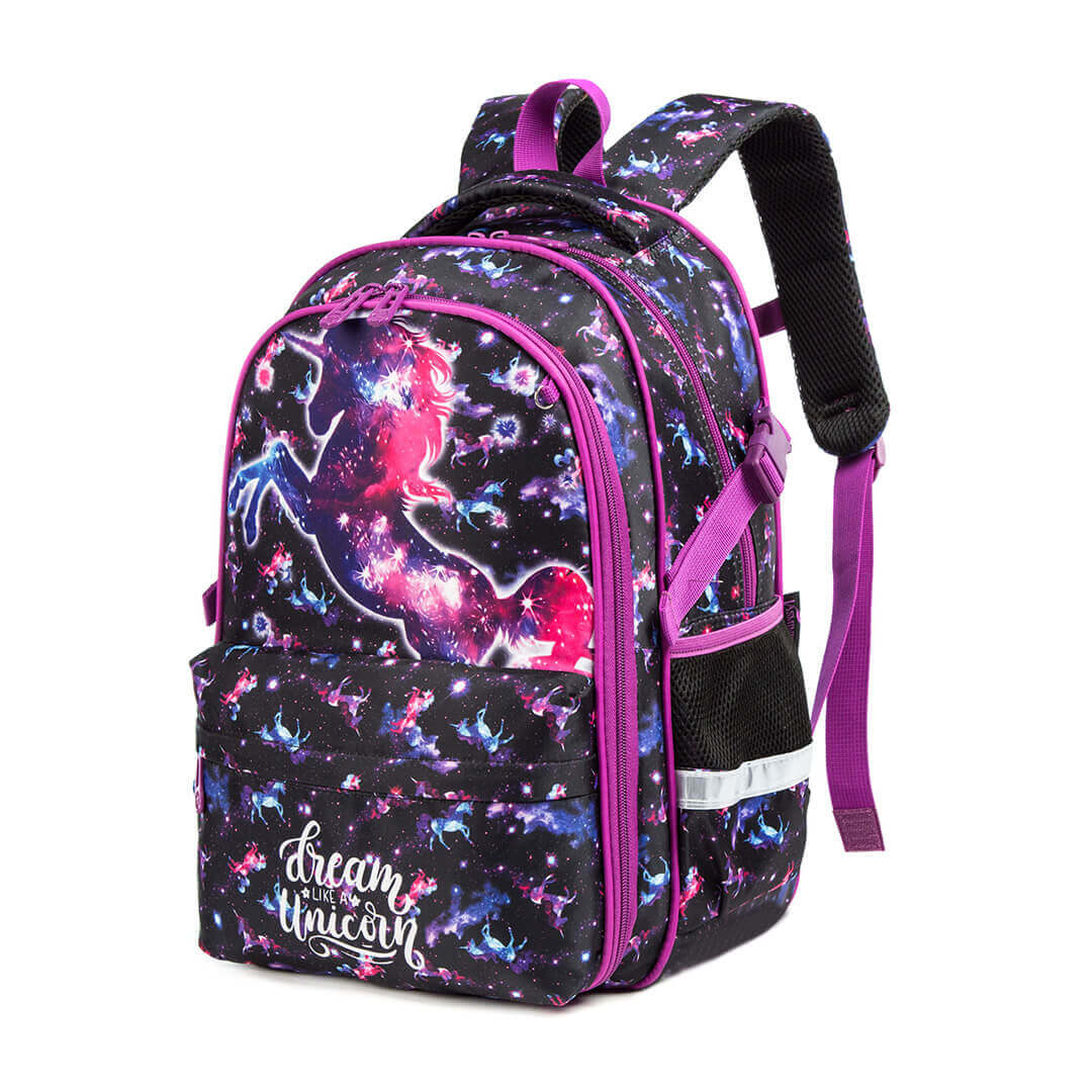 Magical dream unicorn backpack set in purple – 3 pieces