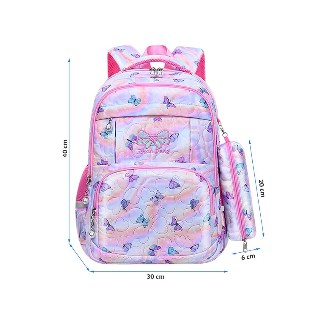 Lightweight butterfly backpack set for girls in pastel colors