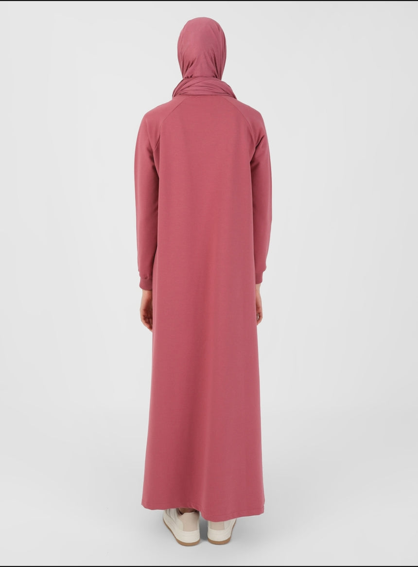 Dusty-Rose Crewneck Sweatshirt Dress