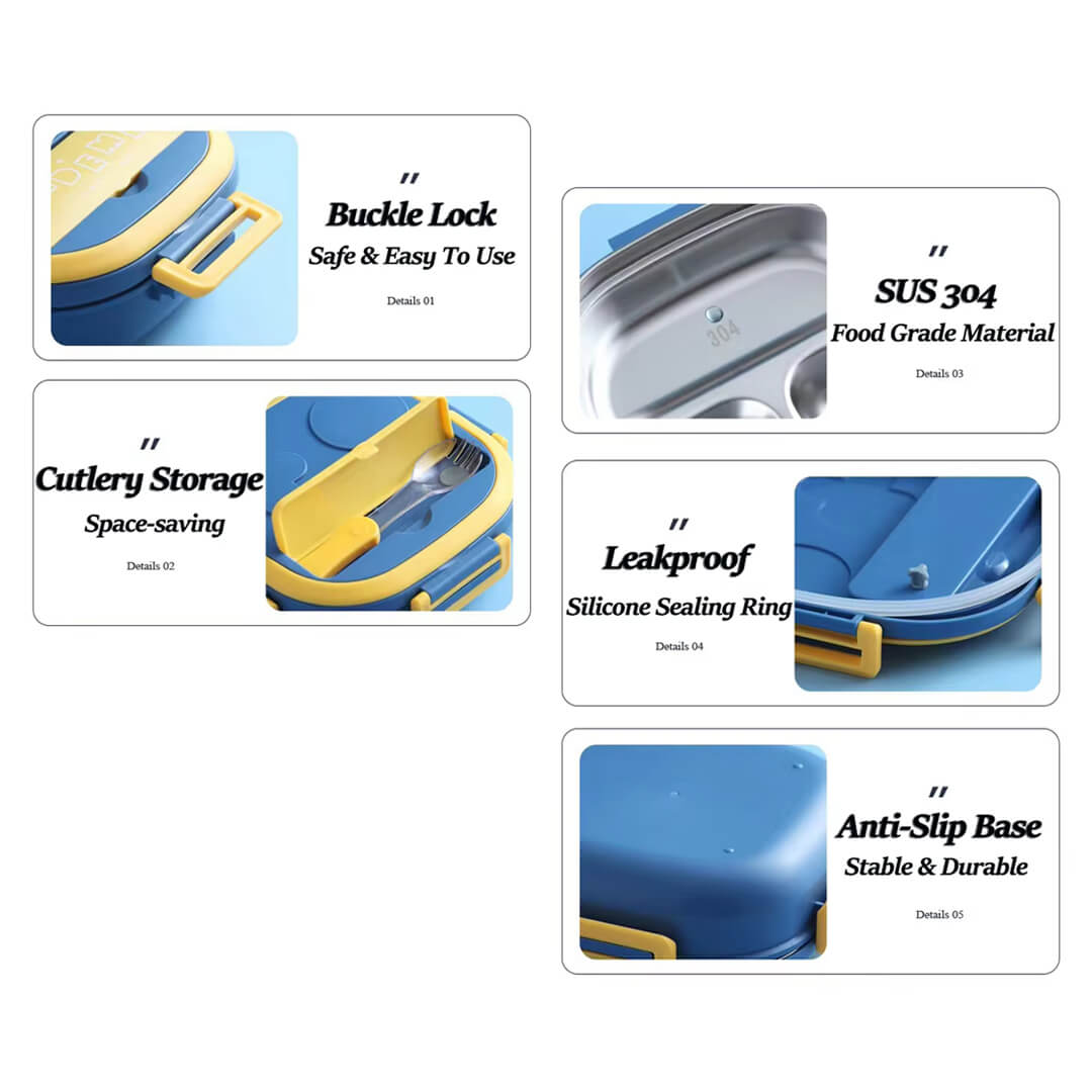 School leakproof lunch box with BPA-free outer shell