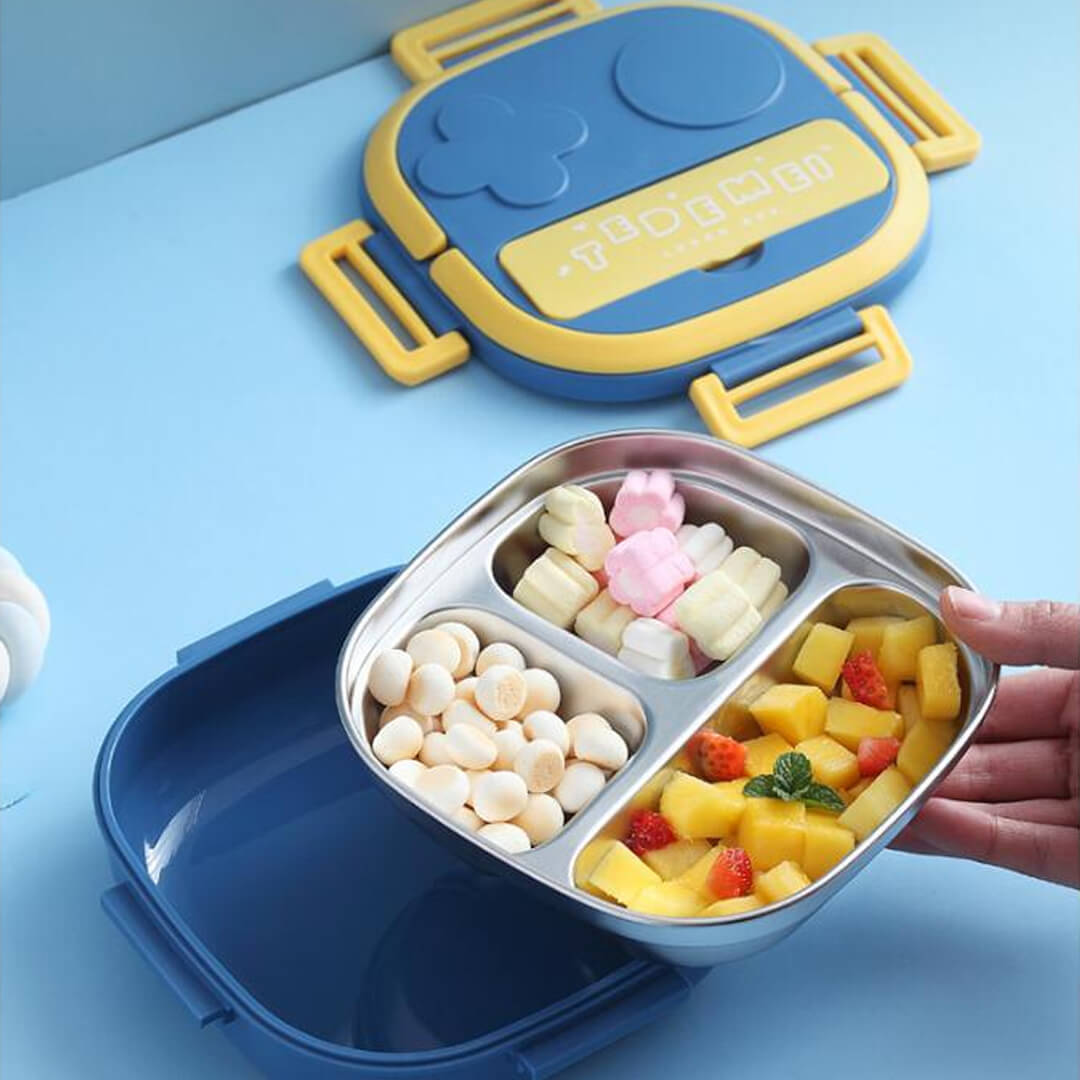 Dual-color lunch box with 304 stainless steel tray