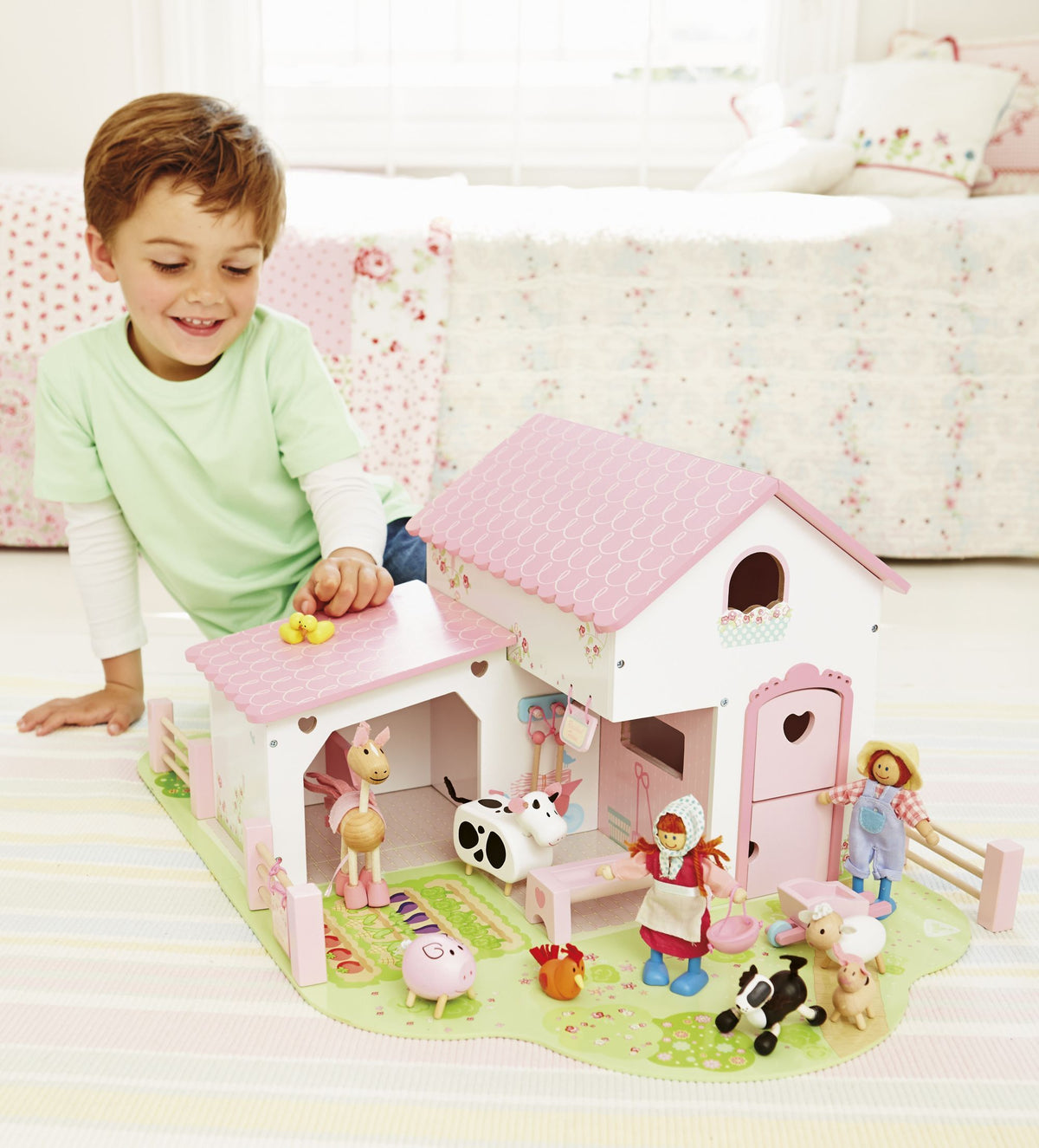 ELC Rosebud Wooden Farm Set