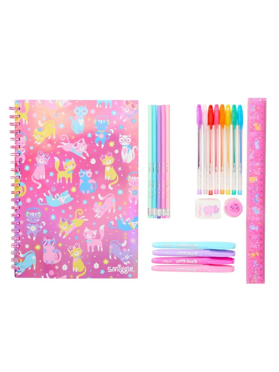 Smiggle Cat Stationery Set A4