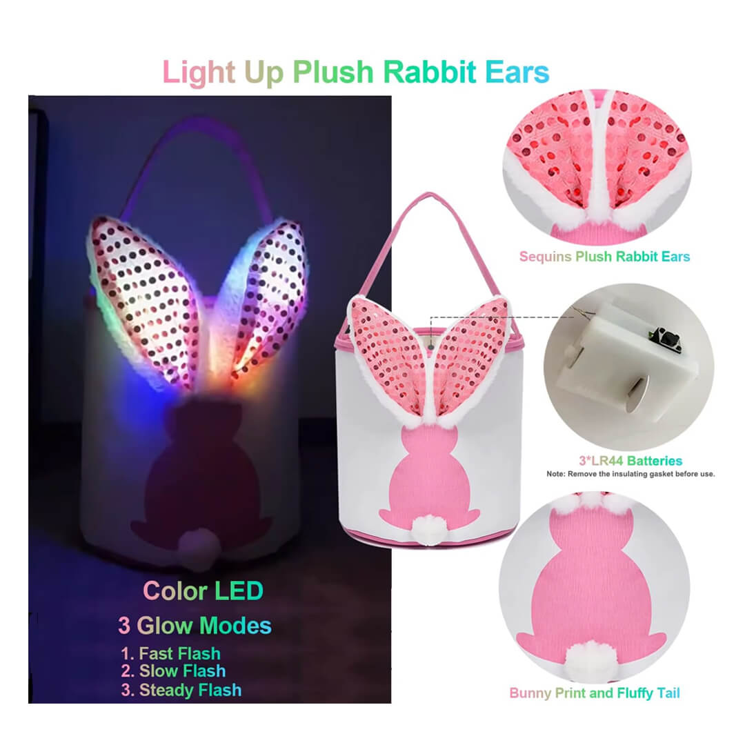 Easter bunny bucket with LED lights and cute design