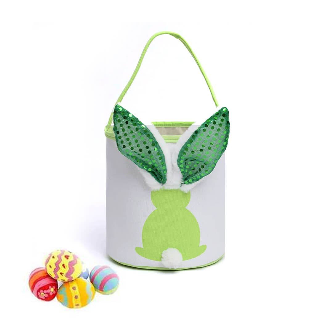 Kids Easter gift basket with glowing bunny ears, green color