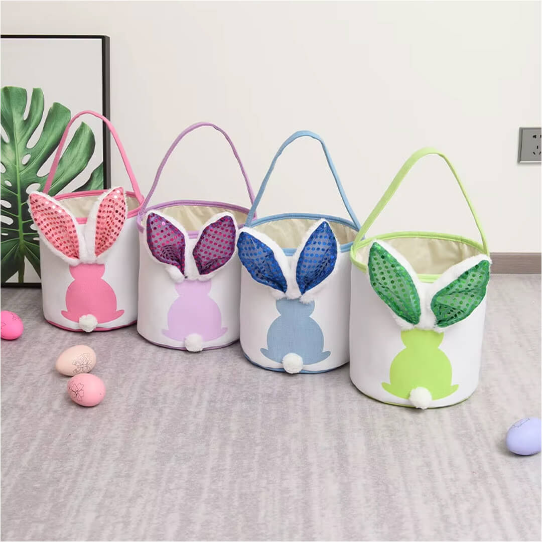 Lighted bunny ear Easter basket for egg hunts