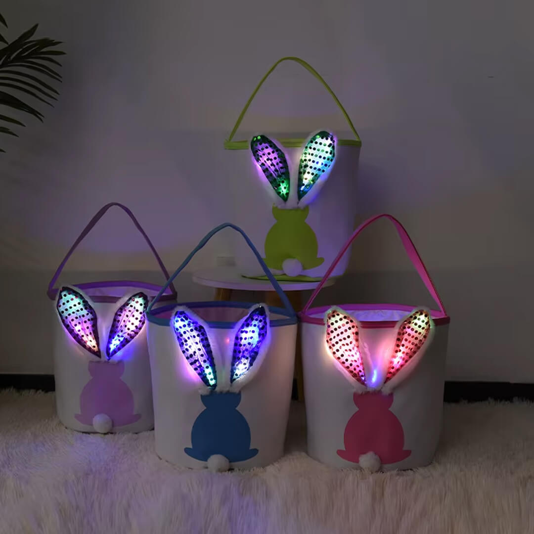 Easter bunny ear basket with lights for kids