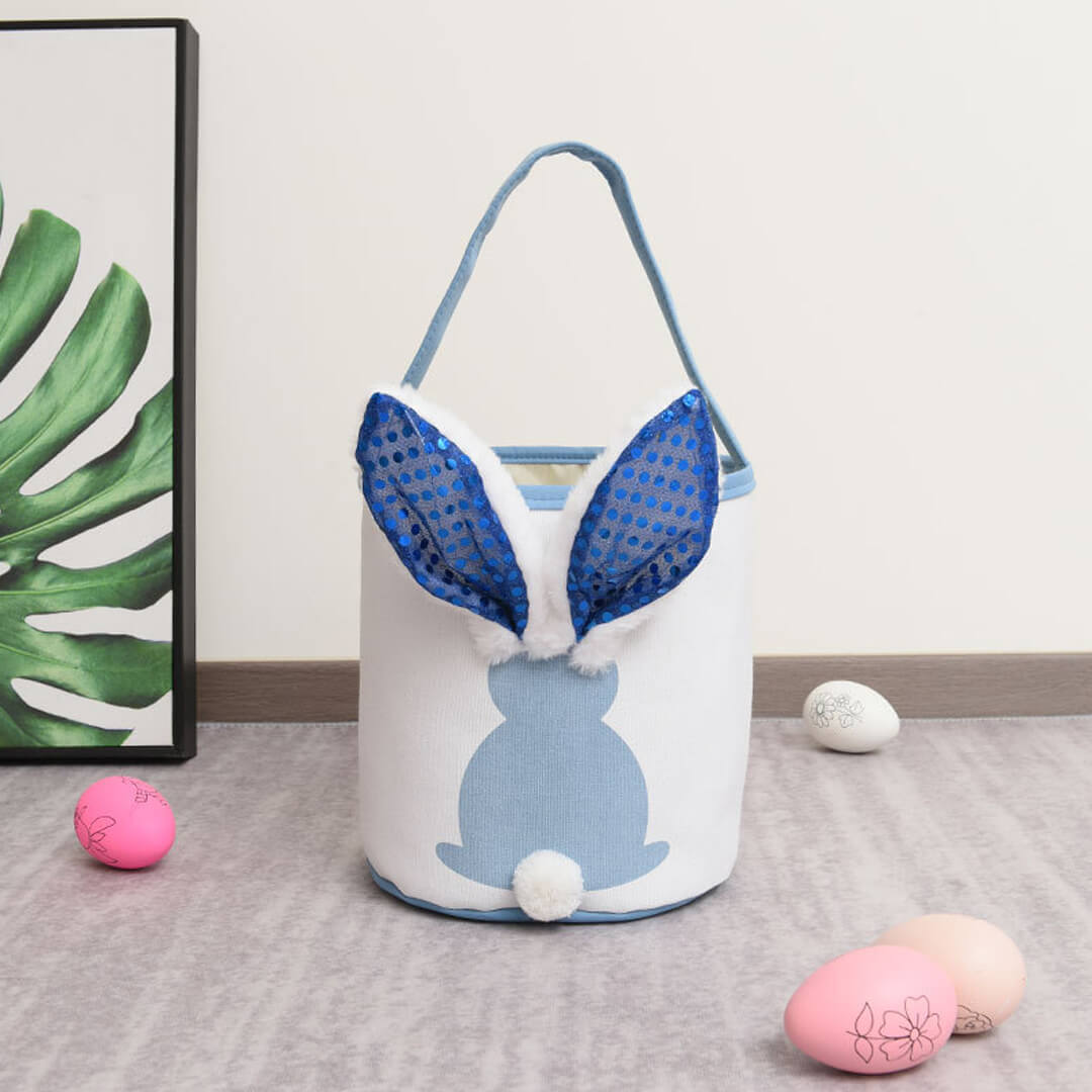 Fun Easter basket for kids with light-up bunny ears, blue color