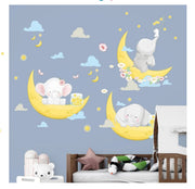 Baby Elephants on Moon Wall Decal