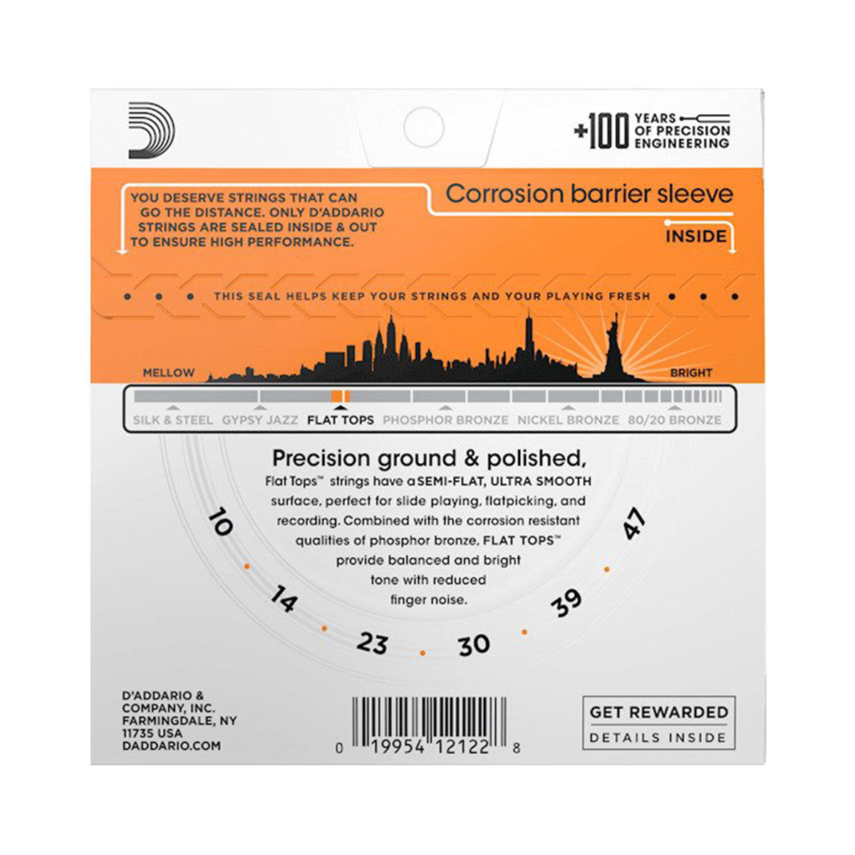 D’Addario EFT15 Flat Tops Extra Light Acoustic Guitar Strings