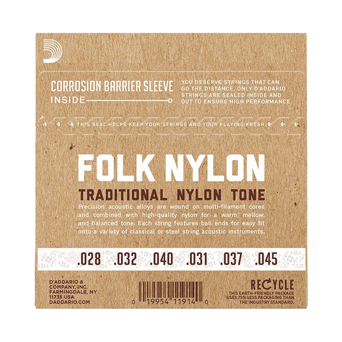 D’Addario EJ32C Normal Tension Ball End Silver-Wound/Clear Nylon Classical Guitar Strings