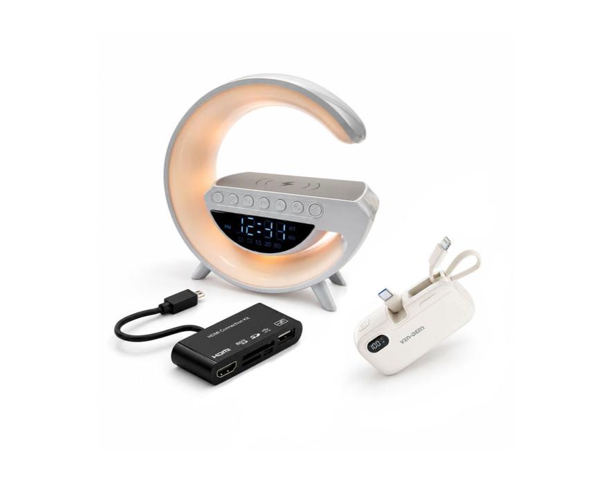 Combo Deal Samsung S3/S4 HDTV Adapter + Power Bank, 5AH, VD-PB054, Fast Charging + Speaker Bluetooth G Style With Wireless Charge Warm Light