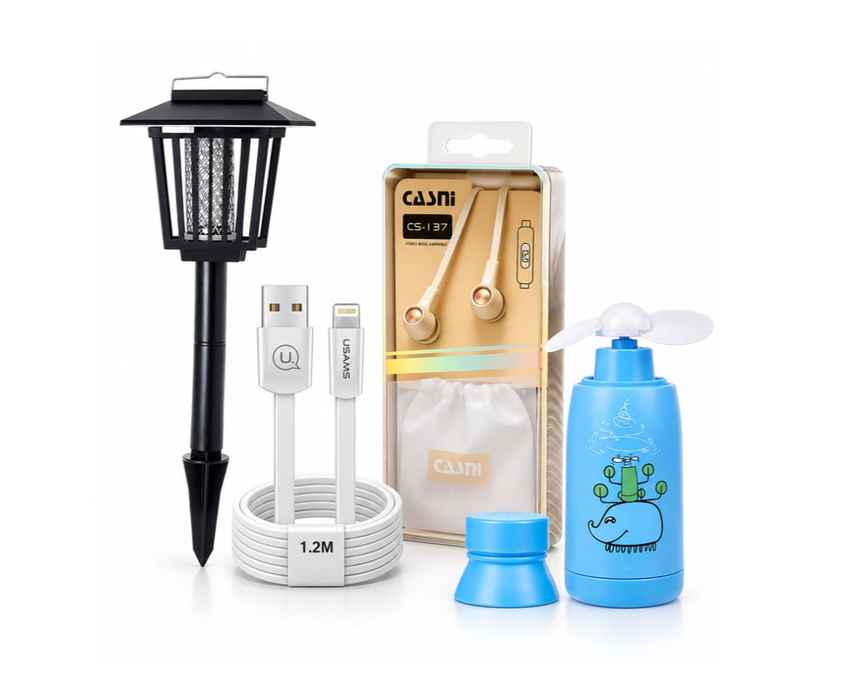 Combo Deal Mosquito Killer, UV Light, Light Sensor + Earphone CS-137 + Apple Lightning USB Cable Usams SJ199 + USB Fan Handheld Cup
