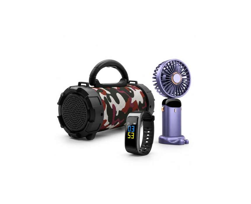 Combo Deal USB Fan Portable Recharge N15 + Speaker Bluetooth F18 + Smart Watch Y3P