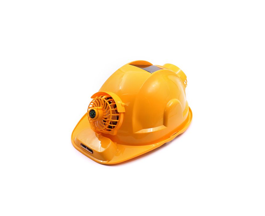Safety Helmet with Solar Cooling Fan Yellow
