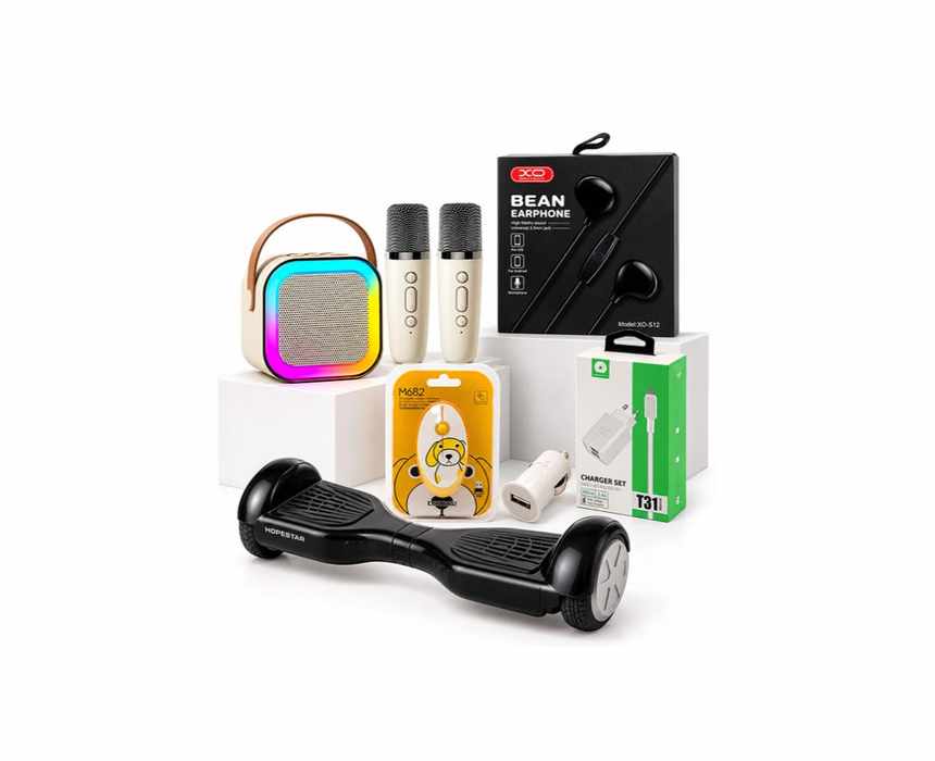 Combo Deal Mouse Wireless Logitech M682 + Travel Charge Wuw T31 Apple + Speaker Bluetooth KBS + Kids Karaoke Speaker 2x Wireless MIC Beige + Earphone XO S12 + Car Charge Apple 10W