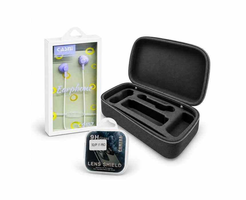 Combo Deal Camera Glass iPhone 11PRO + Earphone CS-157 + Nintendo Switch Bag Big