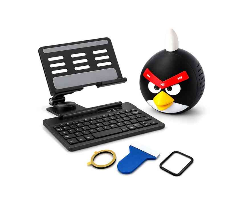 Combo Deal Desk Stand, Bluetooth Keyboard, Mouse For Z Fold, Screen Guard Apple Watch Lito + External Spk Angry Bird Big