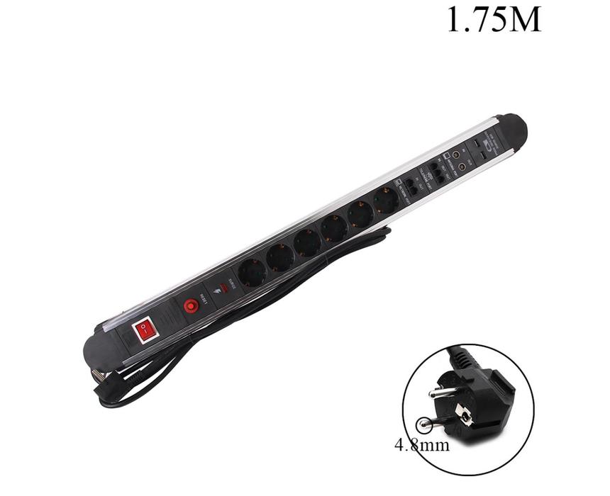 Konig Power Strip - 6 Outlet EU - 1.75M - Surge Protector