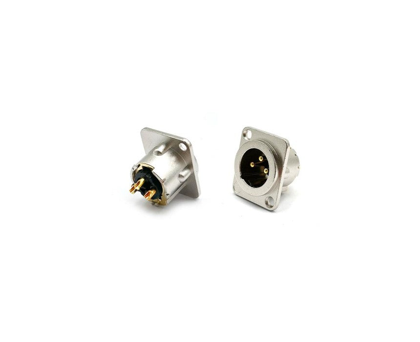 Audio Connector XLR 3-Pin Male Gold Metal Chassis Mount