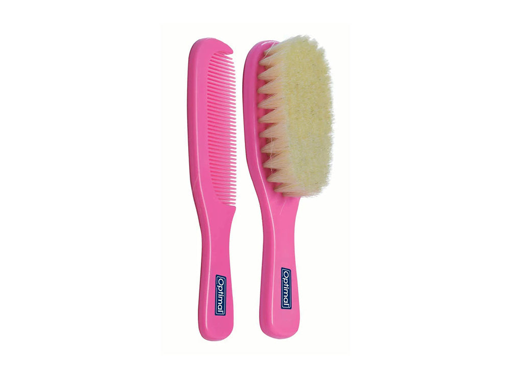 Optimal Hair Brush & Comb Set 0M+ Pink