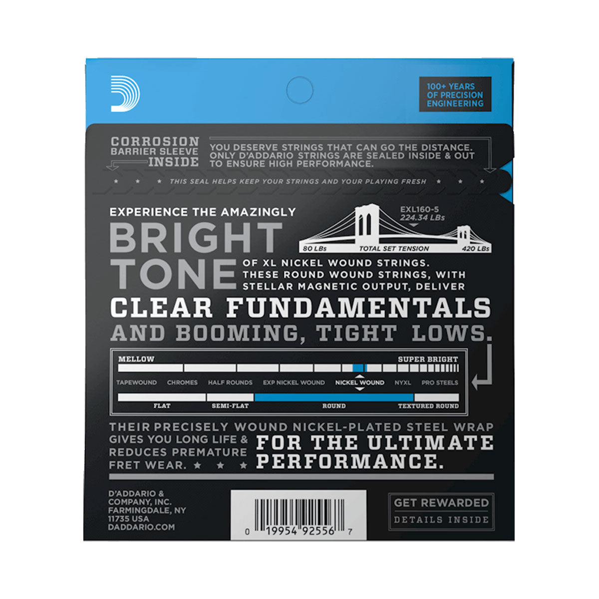 D’Addario EXL160-5 5-String Bass Strings 50-135