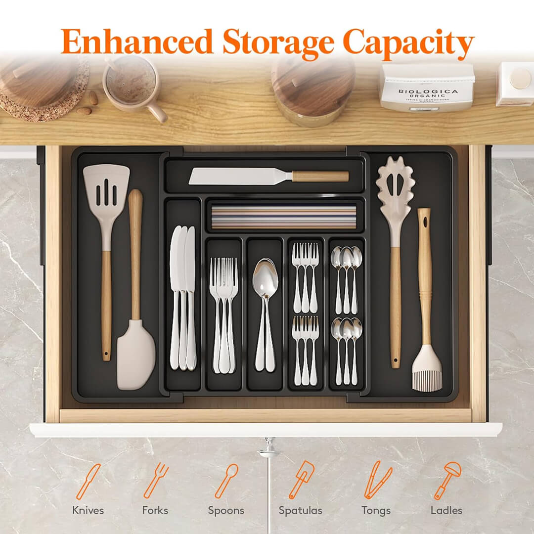  BPA-free plastic kitchen drawer organizer for silverware