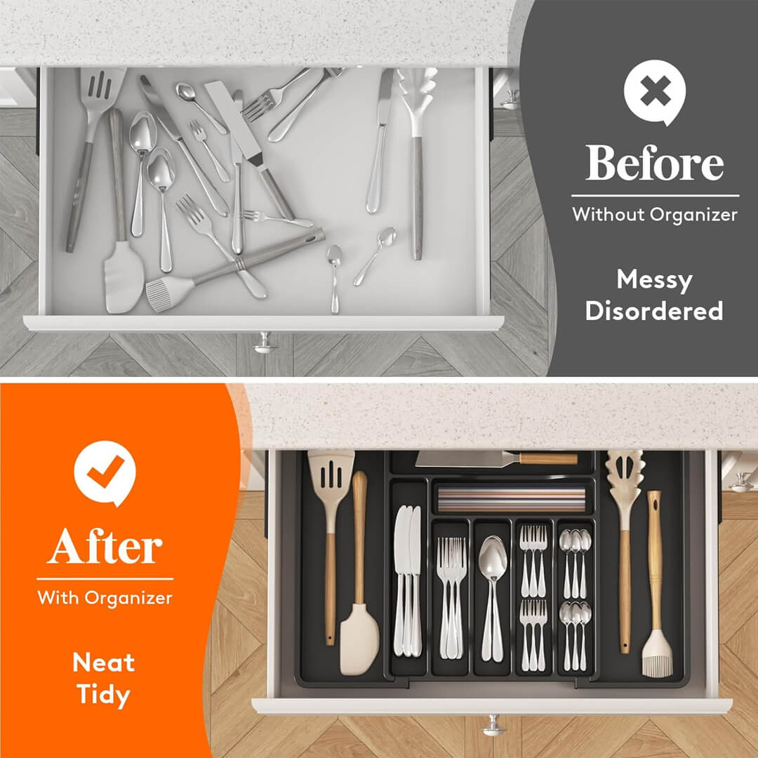Expandable tray for kitchen, makeup, or office items