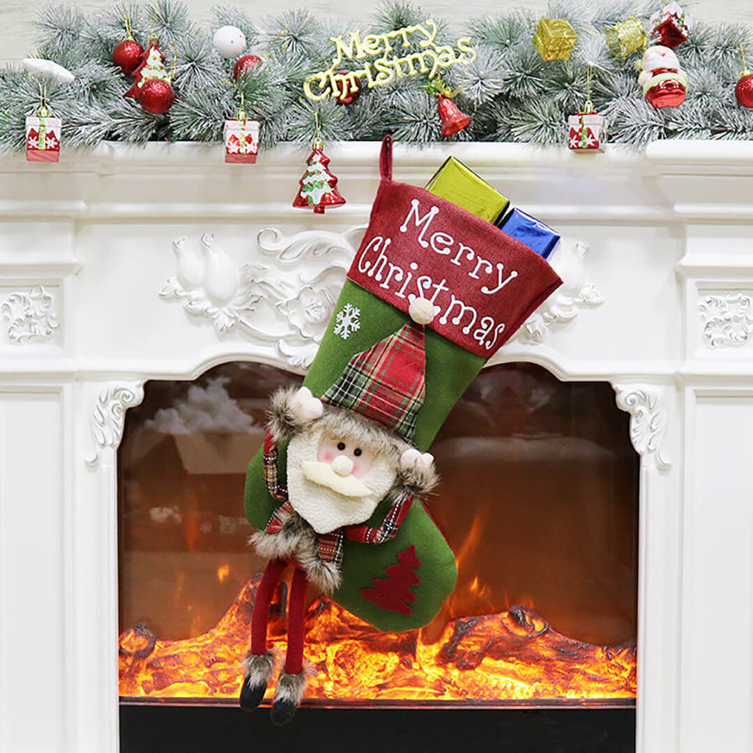 3D Christmas stocking with dangling legs santa design 